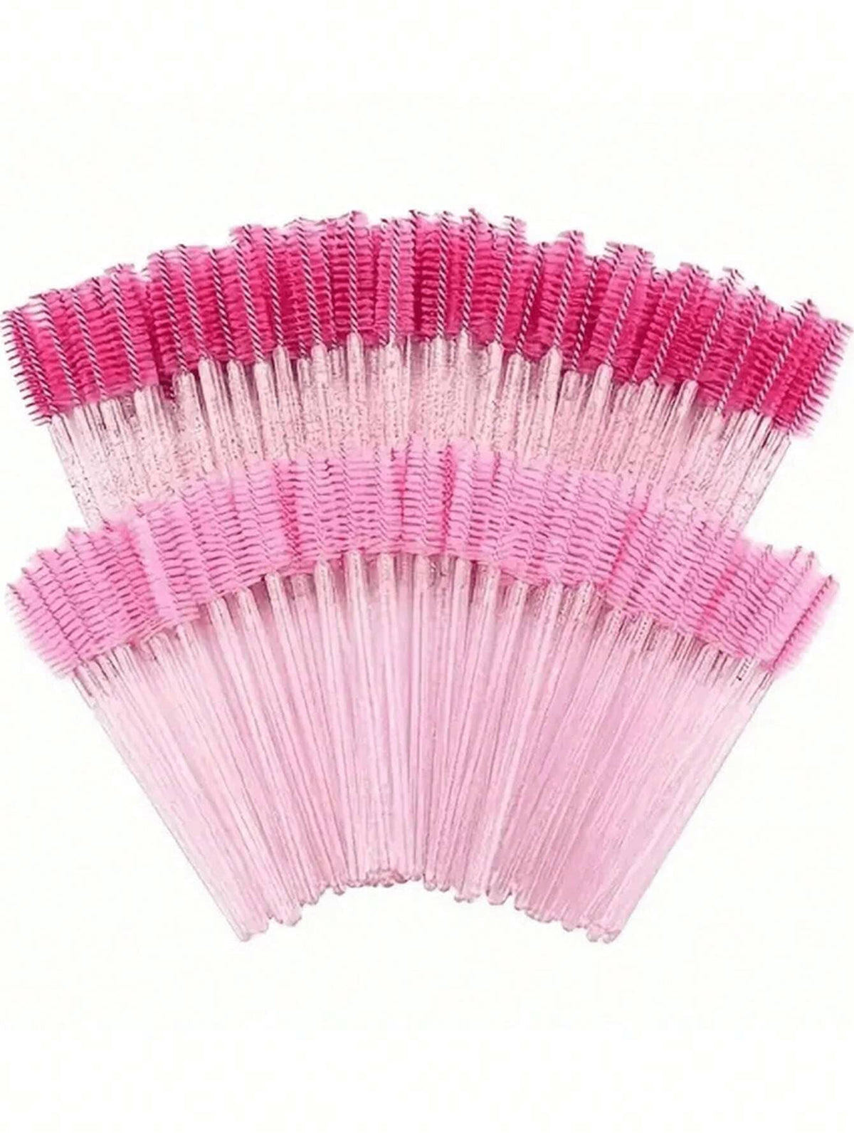 100pcs Disposable Mascara Wands, Nylon Bristle Eyelash Brushes, Fragrance-Free Eyebrow Extender (With ABS Plastic Handle), Suitable For Normal Skin- Pink And Black Brush Head Set