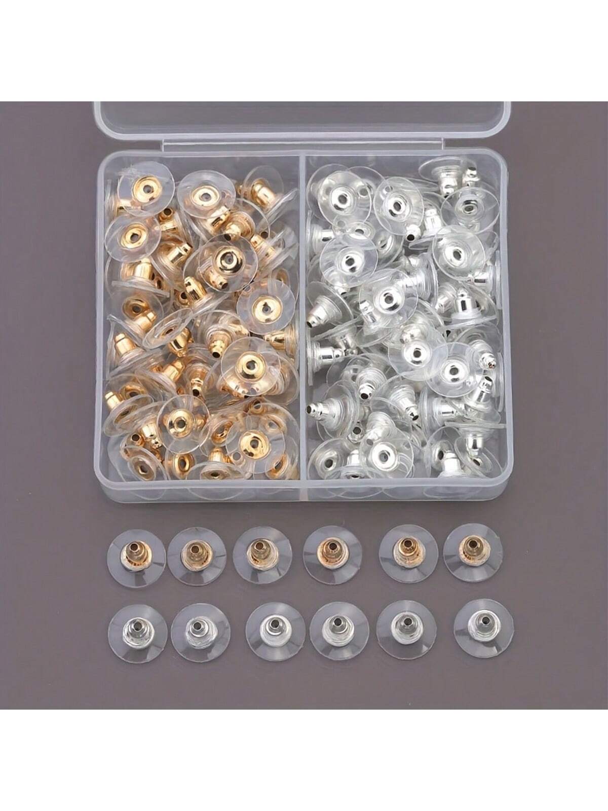 100pcs Gold & Silver Mixed Disc Earring Back Stoppers- DIY Jewelry Accessories, With Pin Back Design, Easy To Install- Ideal For Jewelry Making And Repair