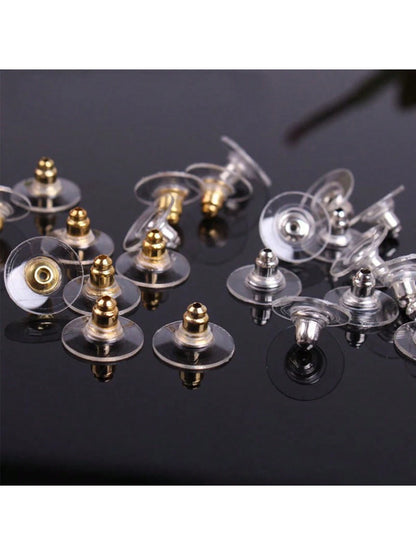 100pcs Gold & Silver Mixed Disc Earring Back Stoppers- DIY Jewelry Accessories, With Pin Back Design, Easy To Install- Ideal For Jewelry Making And Repair