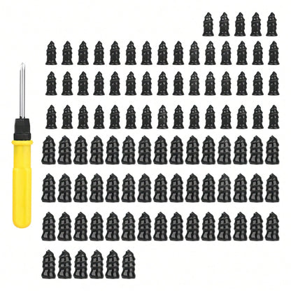 100Pcs Tire Repair Rubber Nails Set With Screwdriver- Universal Flat Tire Plug Kit For Car, Motorcycle, ATV, SUV