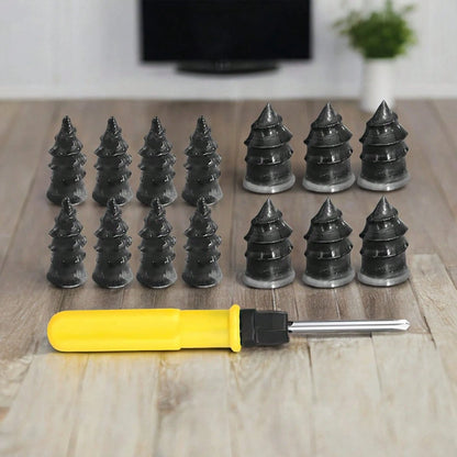 100Pcs Tire Repair Rubber Nails Set With Screwdriver- Universal Flat Tire Plug Kit For Car, Motorcycle, ATV, SUV