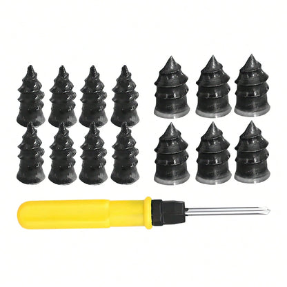 100Pcs Tire Repair Rubber Nails Set With Screwdriver- Universal Flat Tire Plug Kit For Car, Motorcycle, ATV, SUV