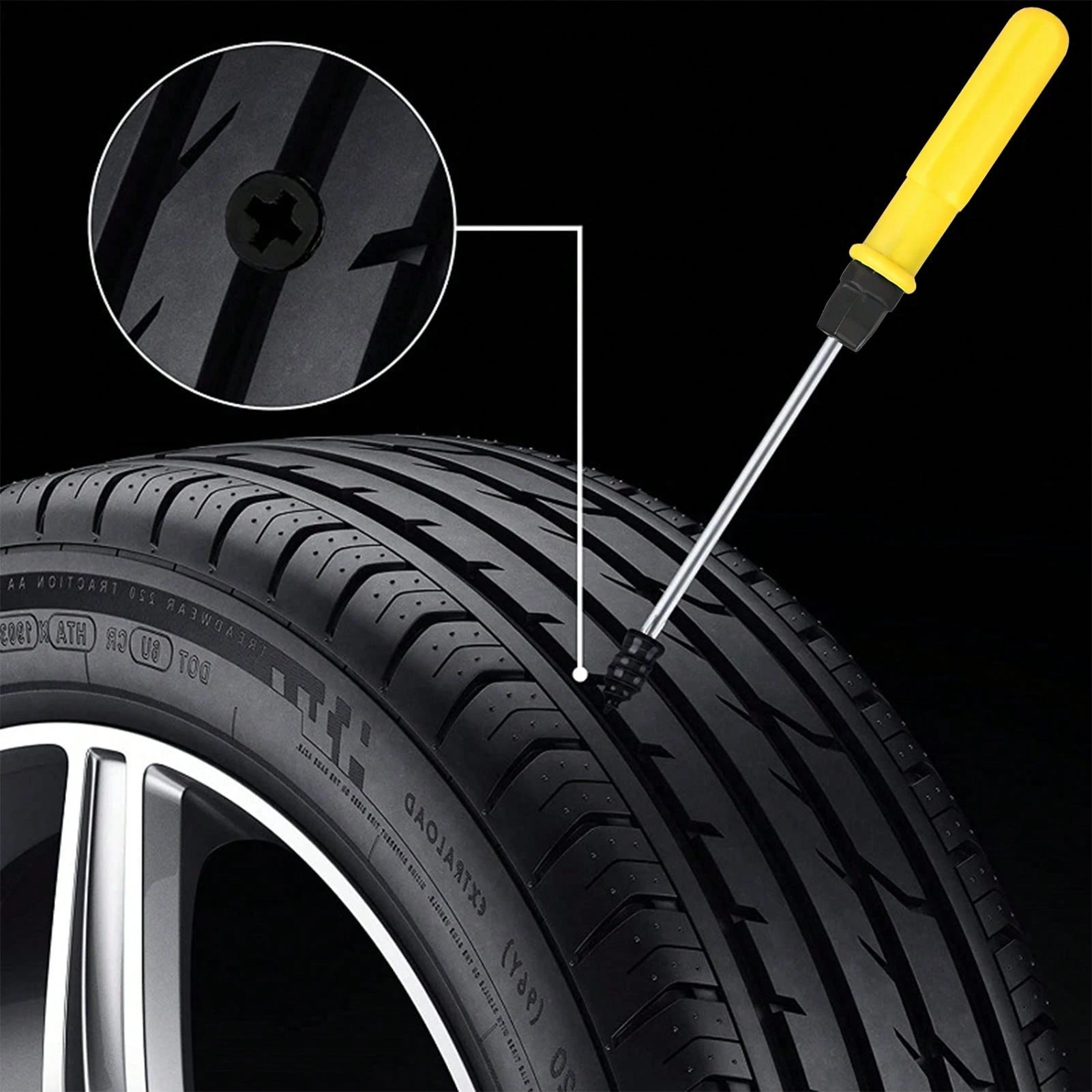 100Pcs Tire Repair Rubber Nails Set With Screwdriver- Universal Flat Tire Plug Kit For Car, Motorcycle, ATV, SUV
