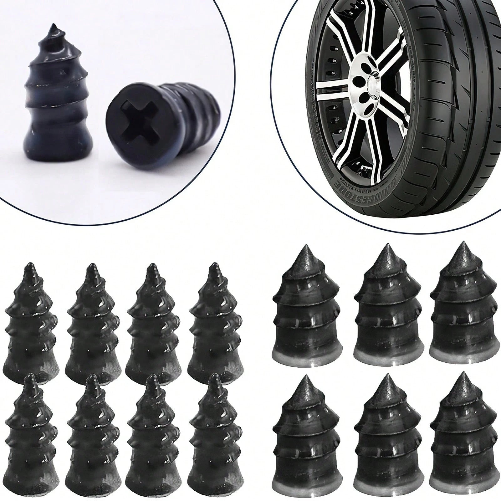 100Pcs Tire Repair Rubber Nails Set With Screwdriver- Universal Flat Tire Plug Kit For Car, Motorcycle, ATV, SUV
