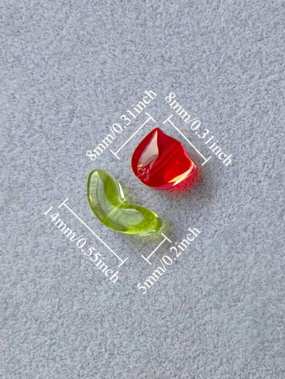 100pcs Tulip Flower And Leaf Glass Beads, Jewelry Making Spacer Beads Set, Suitable For DIY Bracelets, Necklaces, Earrings, Bags, Phone Charms, Car Charms, Etc.