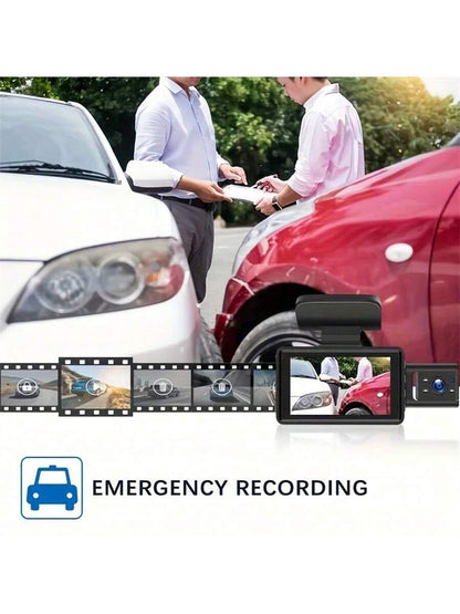 1080P Dash Cam For Cars, Front And Inside And Rear, Car Camera With IR Night Vision, Loop Recording, Wide Angle Car DVR Camera With 2.0 Inch IPS Screen, Three Lens Car Dashboard Video Cam