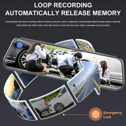 1080P Full HD Front And Rear Dash Cam, Dash Cam For Car, 9.6 Inches IPS Display Supports Loop Recording, Touchscreen Design, Dual Driving Recorder With 32GB SD Card, Features A Touchscreen Design, Wa