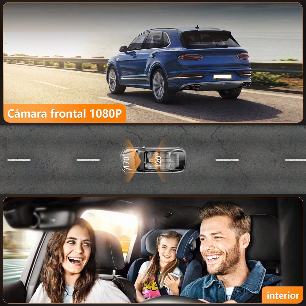 1080P HD Front And Rear Dual-Camera Dash Cam, Equipped With A 2-Inch IPS Screen, 170° Front Wide Angle And 140° Rear Wide Angle, ADAS Driving Assistance, G-Sensor, Loop Recording, Night Vision, 24-Hou