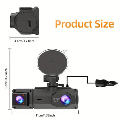 1080P HD Front And Rear Dual-Camera Dash Cam, Equipped With A 2-Inch IPS Screen, 170° Front Wide Angle And 140° Rear Wide Angle, ADAS Driving Assistance, G-Sensor, Loop Recording, Night Vision, 24-Hou