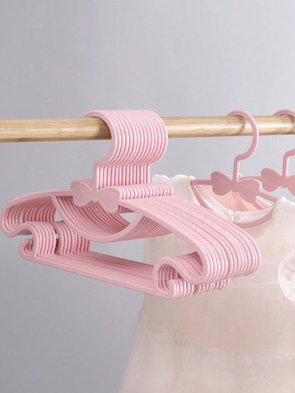 10pcs/20pcs/30pcs Children's Plastic Anti-Slip Space-Saving Bow Hangers For Wardrobe Organization