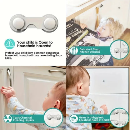 10pcs/5pcs/1pc Baby Locks, Plastic Cabinet Locks, Easy Installation For Cabinets, Drawers, Refrigerators, With Pinch Protection, 3.74" X 1.41", Essential For Babies, Great Newborn Gift