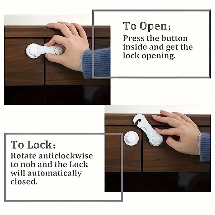 10pcs/5pcs/1pc Baby Locks, Plastic Cabinet Locks, Easy Installation For Cabinets, Drawers, Refrigerators, With Pinch Protection, 3.74" X 1.41", Essential For Babies, Great Newborn Gift
