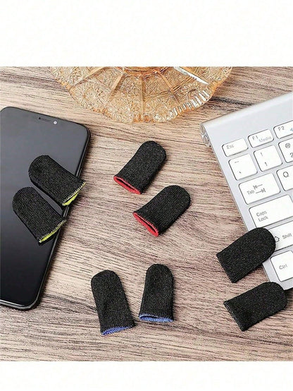 10pcs/5pcs Double-Layer Carbon Fiber Finger Sleeves, Minimalist Style Finger Sleeves, Seamless Touchscreen Breathable Anti-Sweat Finger Sleeves For Gaming
