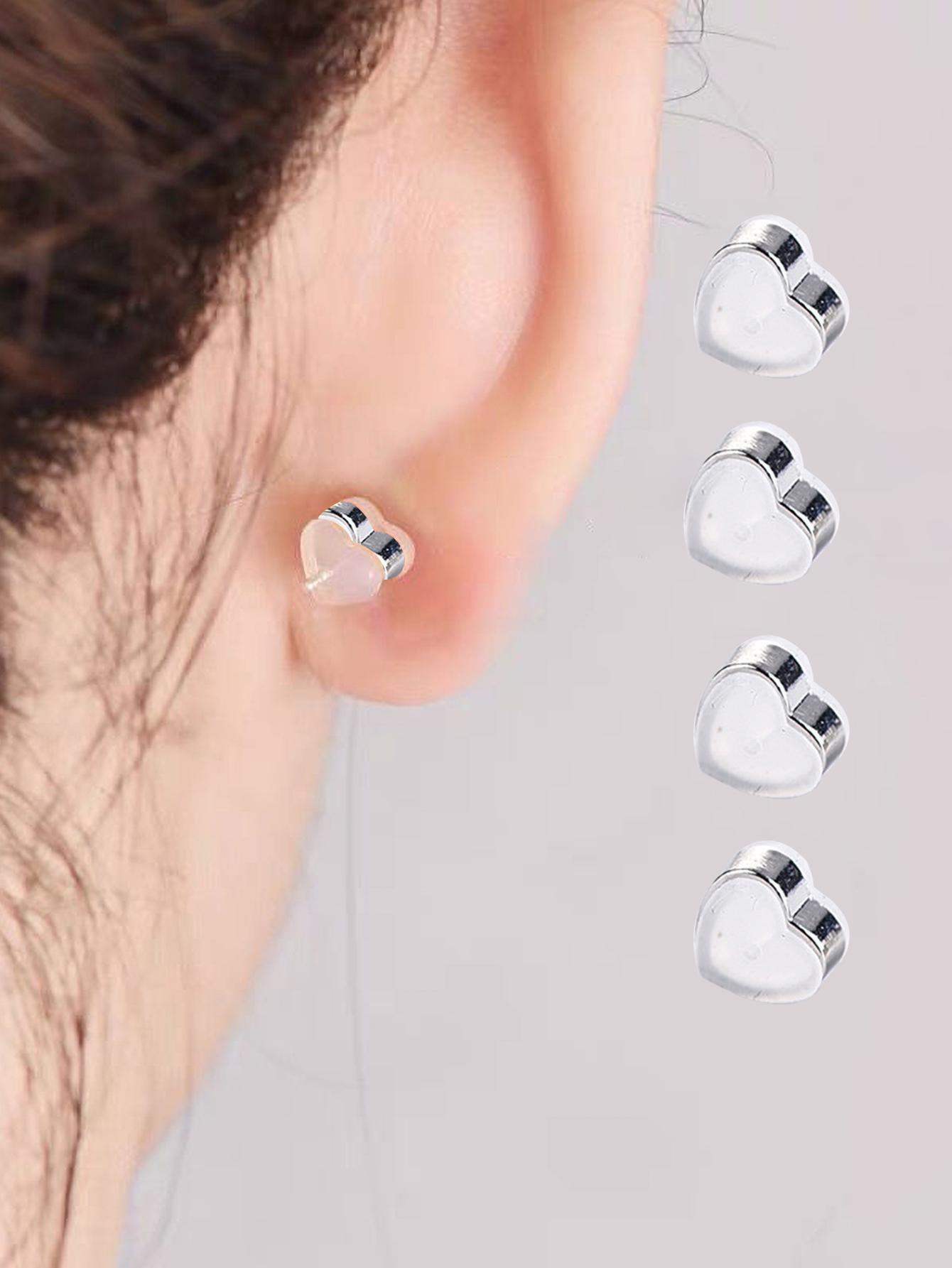 10pcs Anti-slip Silicone Ear Plugs With Heart-shaped Design