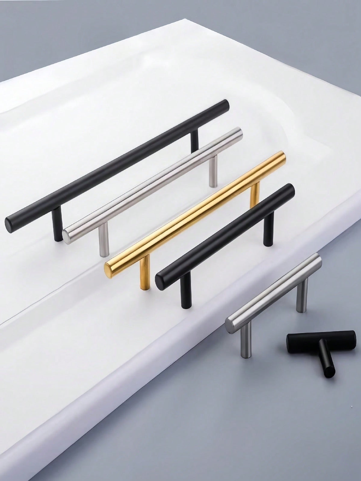 10Pcs Modern Stainless Steel Cabinet Pulls Modern Arch Design Brushed Metal Furniture Drawer Pull Hardware Pulls Bar Handle