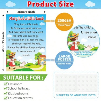 10Pcs Nursery Rhyme Posters 15.7 X 11Inch Educational Posters Elementary Classroom Decorations Learning Materials Back To School Supplies Bulletin Board Music Teacher Must Haves For Preschool Wall Art