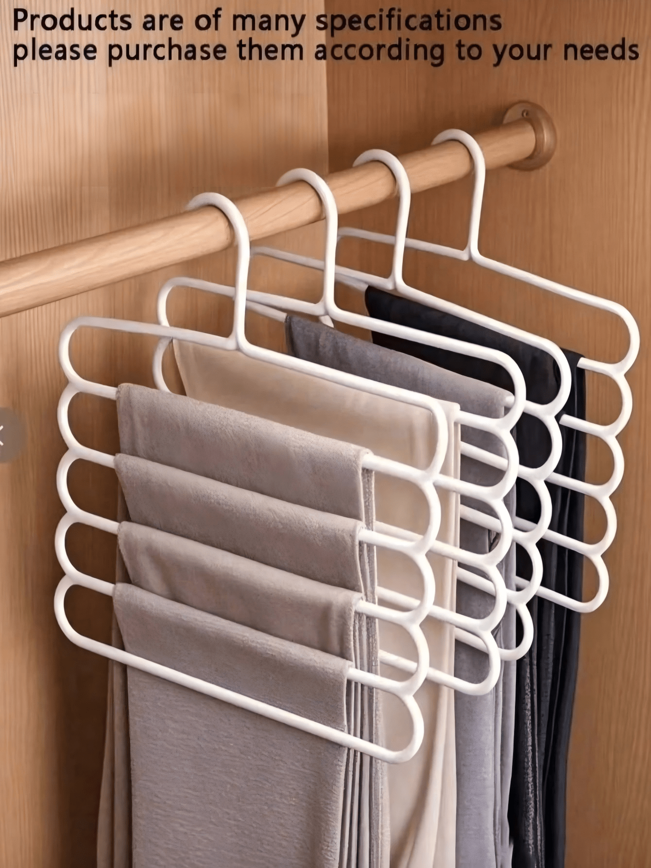 10pcs/Pack, 5pcs/Pack, 4pcs/Pack, 2pcs/Pack Or 1pc Hangers. Also Available 5-Tier Plastic Scarf Organizer, And Thicker More Durable Versions For Storing Pants, Scarves And Ties.