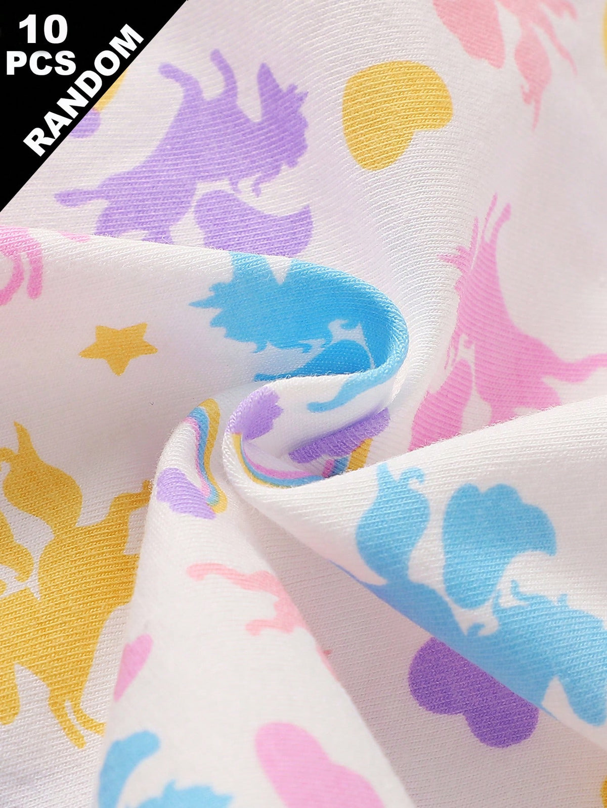 10pcs Random Assorted Girls' Triangle Panties, Simple Fashion All-Over Print Cartoon Animal Heart Pony Strawberry Pattern, Toddler Girls Underwear