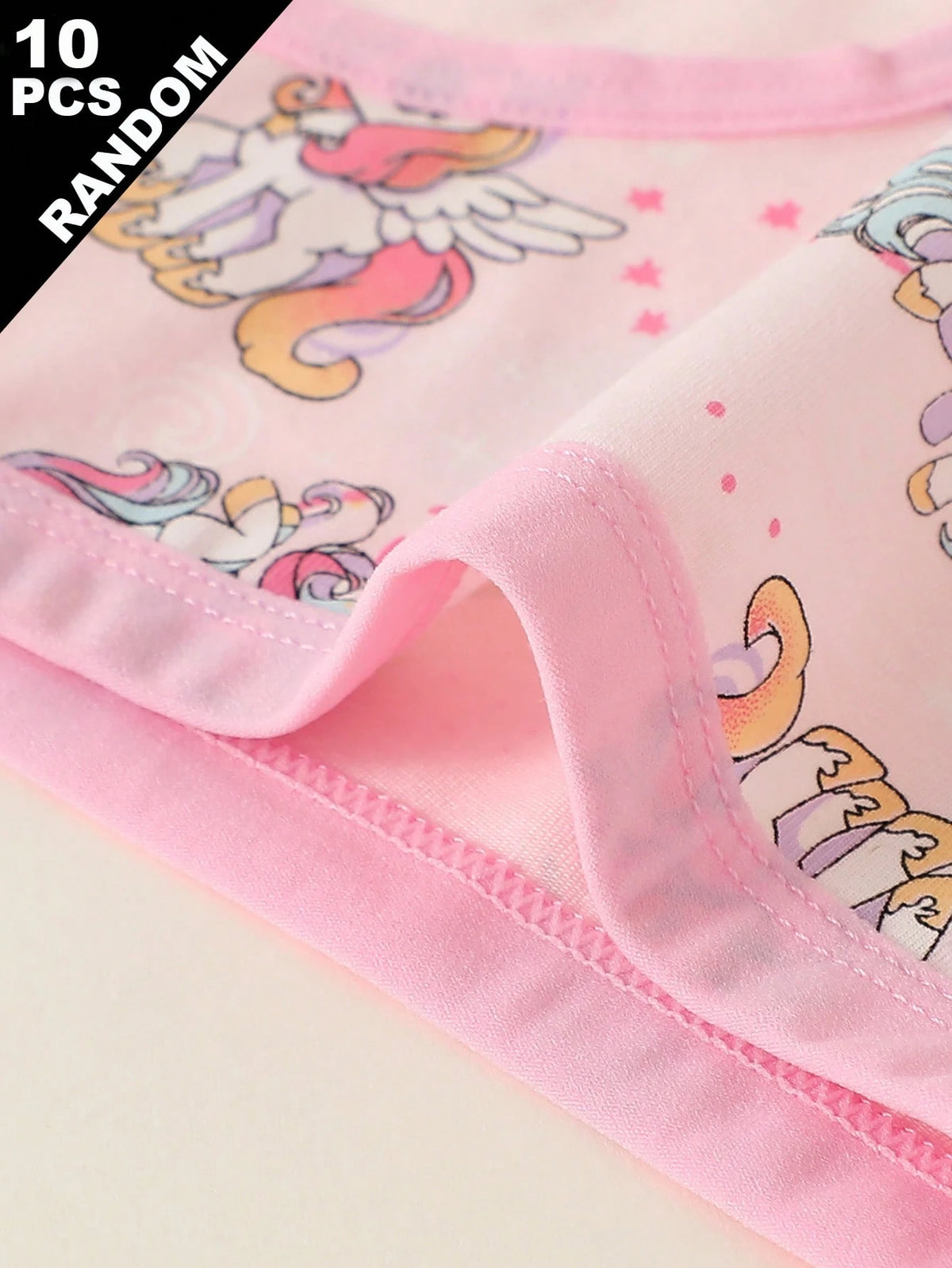 10pcs Random Assorted Girls' Triangle Panties, Simple Fashion All-Over Print Cartoon Animal Heart Pony Strawberry Pattern, Toddler Girls Underwear
