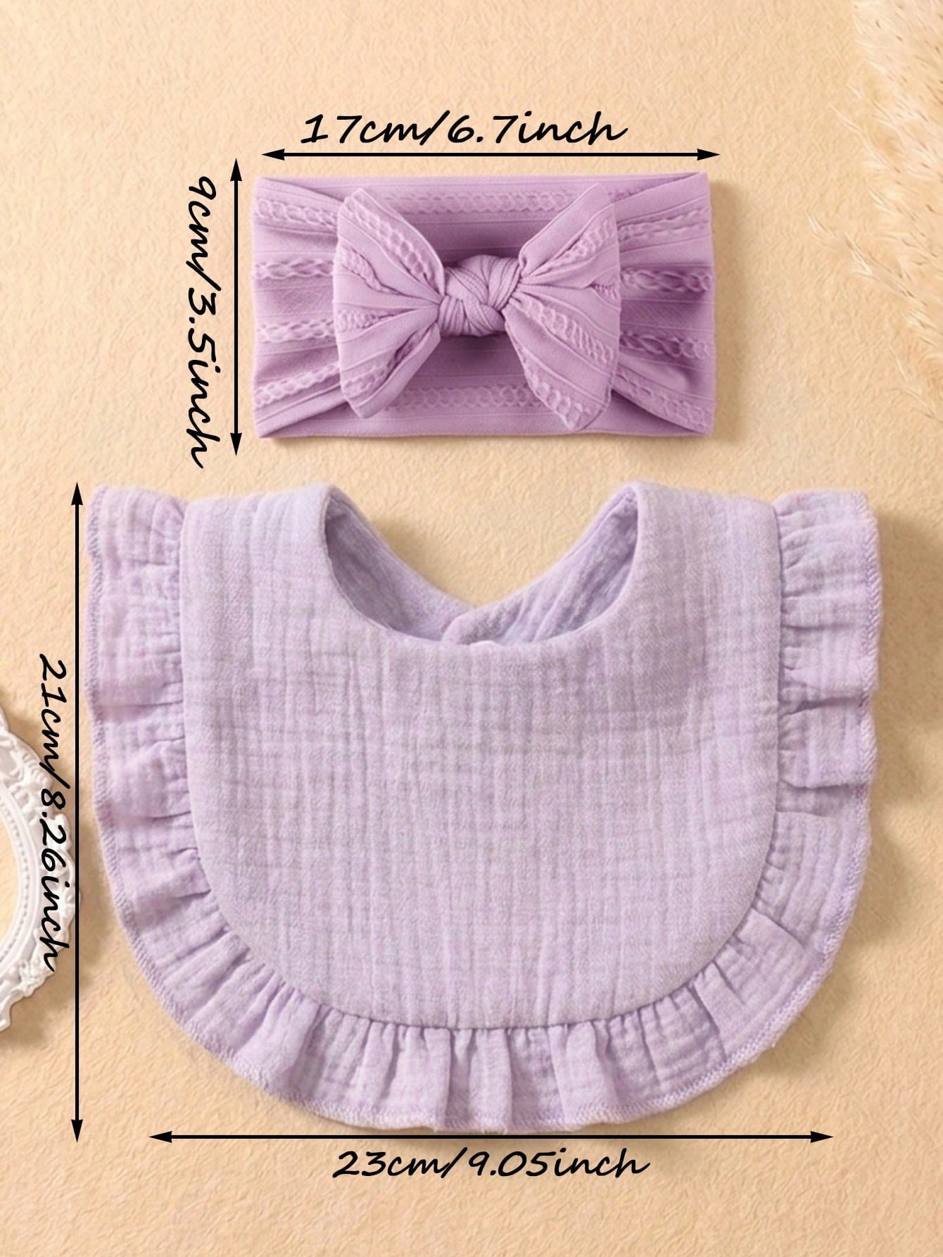 10pcs/Set Candy Color Baby Headbands & Bibs Combo, Braided Texture Big Bow Headwraps, Ruched Macaroon Color Drool Bibs, Suitable For Daily Use All Seasons