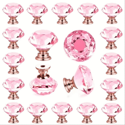 10pcs Transparent Pink, Champagne Gold Crystal Glass Knobs, Suitable For Kitchen Cabinets, Vanity, Drawers, Bathroom Vanity, Wardrobe Doors And Hardware Accessories