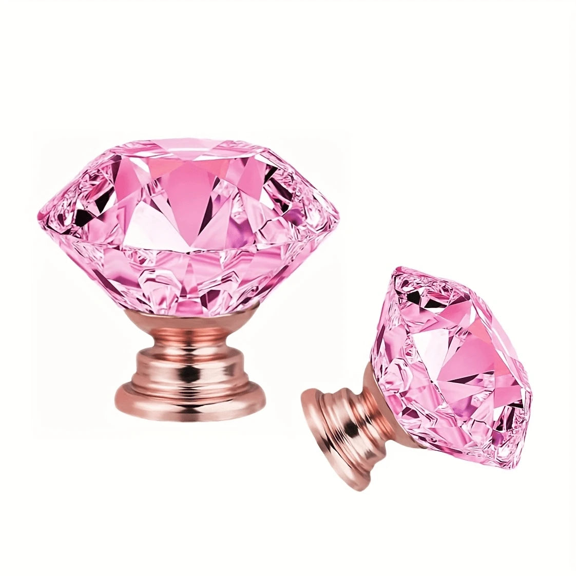 10pcs Transparent Pink, Champagne Gold Crystal Glass Knobs, Suitable For Kitchen Cabinets, Vanity, Drawers, Bathroom Vanity, Wardrobe Doors And Hardware Accessories