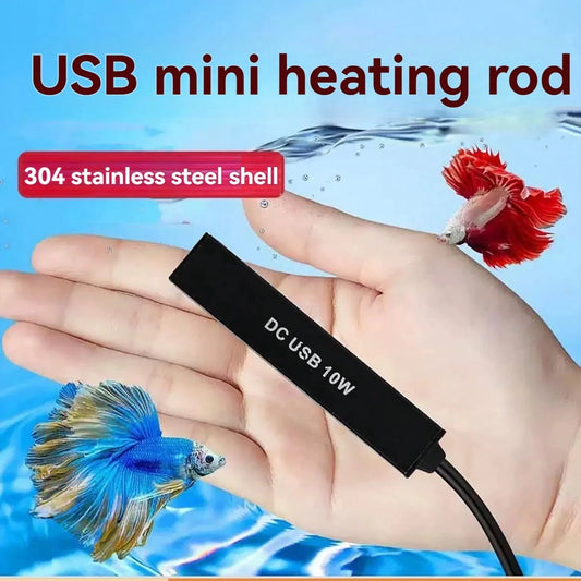 10W USB Powered Aquarium Heater, Compact & Portable, IPX8 Waterproof, Low Voltage (USB Compatible), Energy-Efficient, Suitable For Small Fish Tanks, Nano Terrariums, Terrestrial Tanks- No Battery Nee