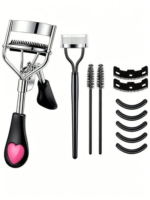 11/5pcs Eyelash Curler Set, Women's Eyelash Brush Kit, 1pc Eyelash Curler With Comb (With 2 Replacement Combs), 1pc Eyelash Comb Separator, 2pcs Eyelash Curlers, 5pcs Eyelash Curler Replacement Pads