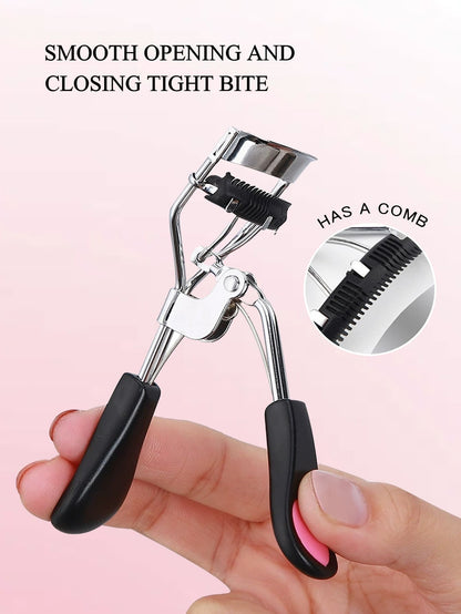 11/5pcs Eyelash Curler Set, Women's Eyelash Brush Kit, 1pc Eyelash Curler With Comb (With 2 Replacement Combs), 1pc Eyelash Comb Separator, 2pcs Eyelash Curlers, 5pcs Eyelash Curler Replacement Pads