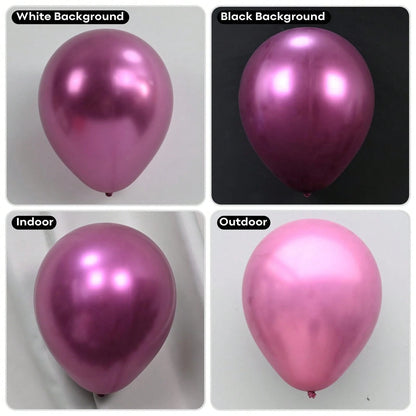 113pcs Peach Balloons In Assorted Sizes, Metallic Fuchsia Balloons, Shiny Fuchsia Balloon Garland Arch Kit Suitable For Boys, Girls, Kids, Ladies Birthday, Wedding Decoration