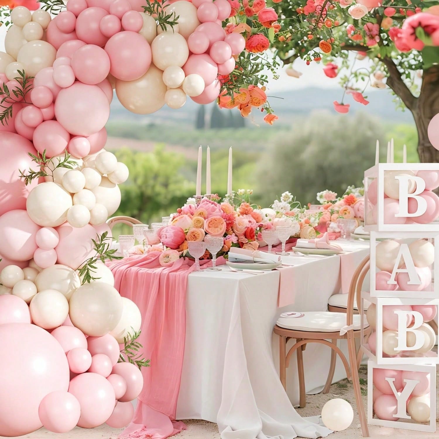 117pcs Pink Balloon Arch Garland Set, Suitable For Baby Shower, Bohemian Party, Birthday, Gender Reveal Party And Wedding Decoration