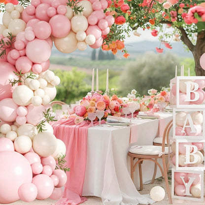 117pcs Pink Balloon Arch Garland Set, Suitable For Baby Shower, Bohemian Party, Birthday, Gender Reveal Party And Wedding Decoration