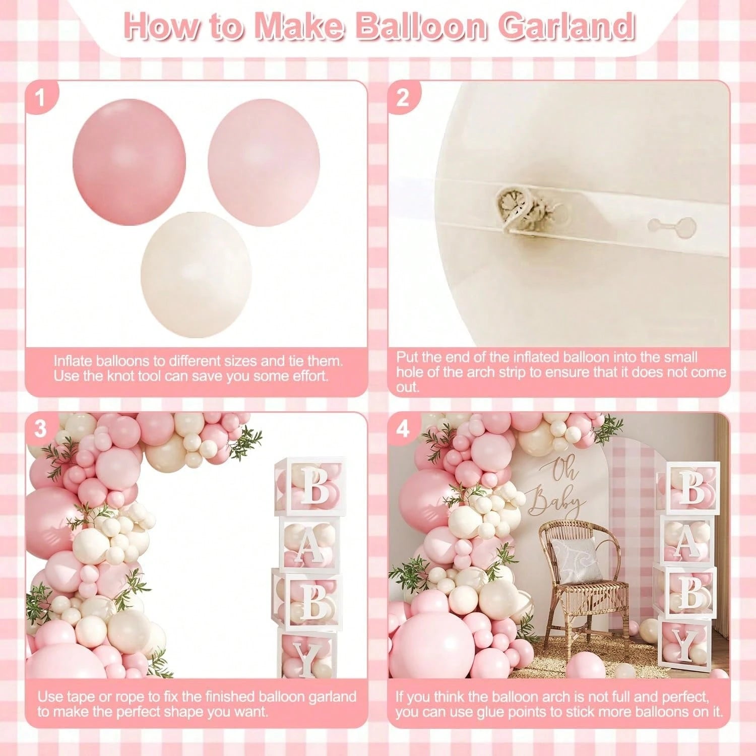 117pcs Pink Balloon Arch Garland Set, Suitable For Baby Shower, Bohemian Party, Birthday, Gender Reveal Party And Wedding Decoration