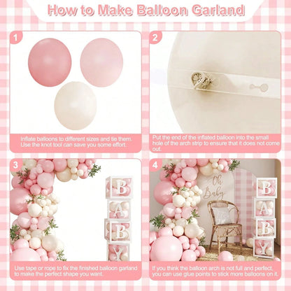 117pcs Pink Balloon Arch Garland Set, Suitable For Baby Shower, Bohemian Party, Birthday, Gender Reveal Party And Wedding Decoration