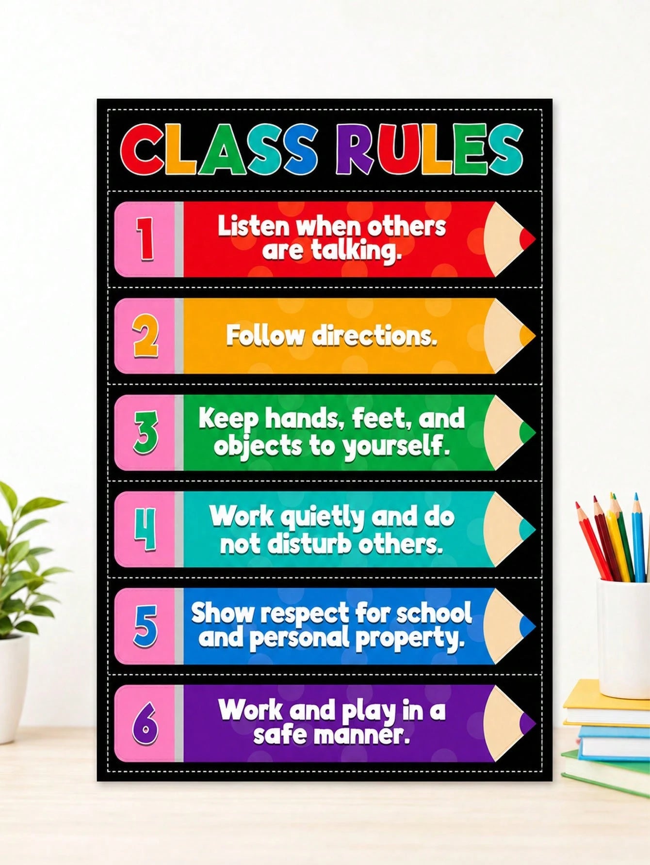 12*8 Inch Classroom Rules Wooden Sign, Classroom Education Wooden Sign Suitable For Kindergarten, Elementary School Classroom Decoration, Back To School Season Decor, First Day Of School Decor, Classr