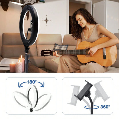 12-Inch Live LED Ring Fill Light| Multifunctional Photography Light, With 160cm Adjustable Stand And Universal Phone Clip, USB Power Supply, Three-Color Switchable, It Is Perfect For Makeup, Video Re