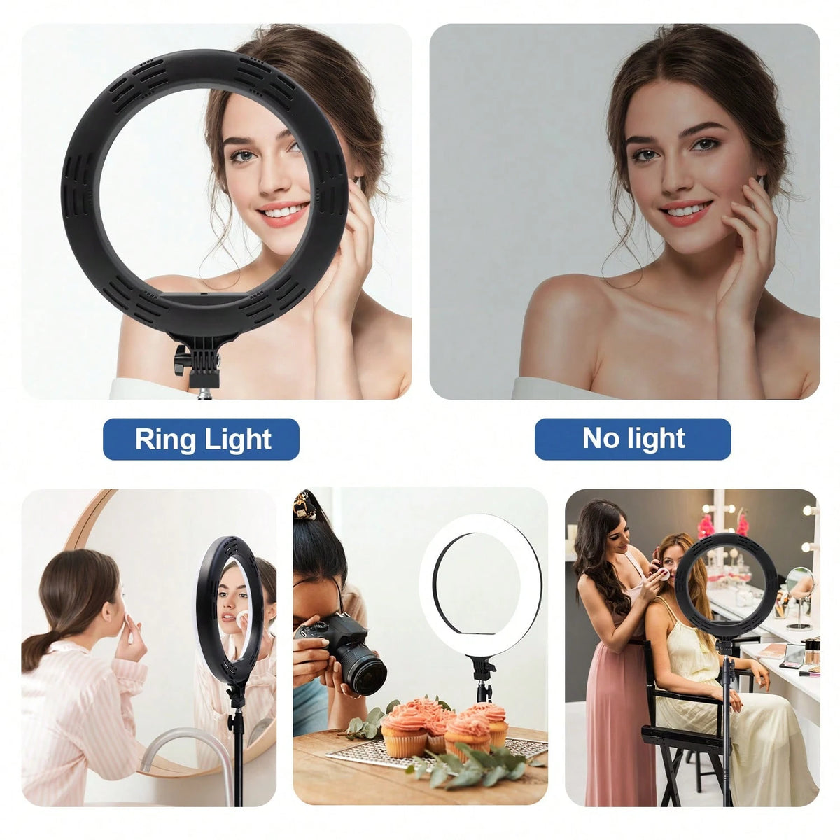 12-Inch Live LED Ring Fill Light| Multifunctional Photography Light, With 160cm Adjustable Stand And Universal Phone Clip, USB Power Supply, Three-Color Switchable, It Is Perfect For Makeup, Video Re