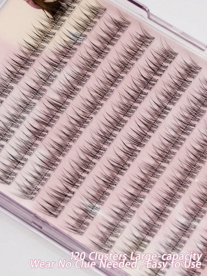 120Clusters Self Adhesive Eyelashes Natural Look Pre Glued Lashes 10-12mm DIY Eyelash Extension Set With Tweezers Wear No Glue Needed Eyelash Suitable For Daily Use Japanese & Korean Makeup Toolslash