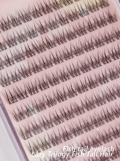 120Clusters Self Adhesive Eyelashes Natural Look Pre Glued Lashes 10-12mm DIY Eyelash Extension Set With Tweezers Wear No Glue Needed Eyelash Suitable For Daily Use Japanese & Korean Makeup Toolslash