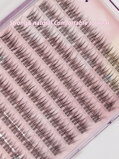 120Clusters Self Adhesive Eyelashes Natural Look Pre Glued Lashes 10-12mm DIY Eyelash Extension Set With Tweezers Wear No Glue Needed Eyelash Suitable For Daily Use Japanese & Korean Makeup Toolslash