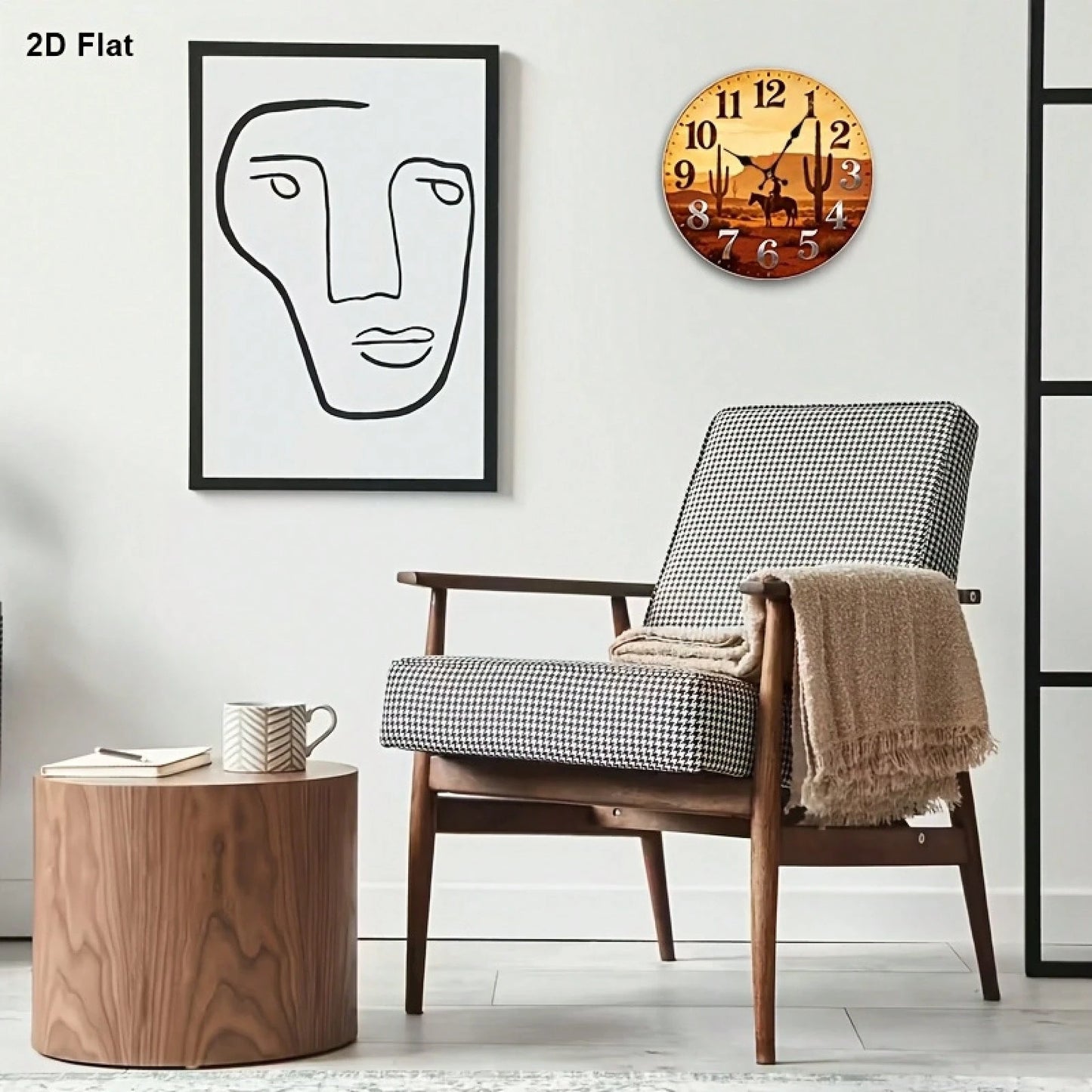 12inch, 1PC, Western Desert Cowboy Silhouette Wooden Silent Wall Clock (Requires 1 AA Battery, Not Included),Room Decor,Home Decor,Wall Decor