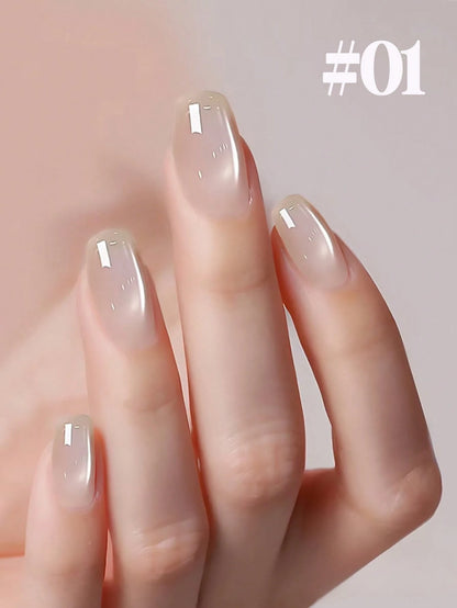 12ml Summer Ice-Translucent Nude Pink Cat-Eye 2026 New Edition White Tap Water Nail Art Fine Magnetic Powder Glass Bead Nail Polish Gel Salon Home Professional All-Season DIY Gel Nail Art Product