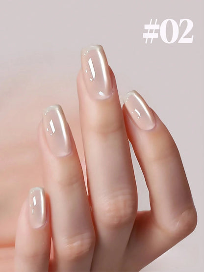 12ml Summer Ice-Translucent Nude Pink Cat-Eye 2026 New Edition White Tap Water Nail Art Fine Magnetic Powder Glass Bead Nail Polish Gel Salon Home Professional All-Season DIY Gel Nail Art Product