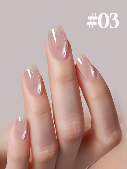 12ml Summer Ice-Translucent Nude Pink Cat-Eye 2026 New Edition White Tap Water Nail Art Fine Magnetic Powder Glass Bead Nail Polish Gel Salon Home Professional All-Season DIY Gel Nail Art Product