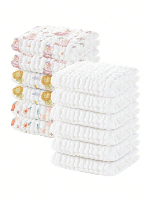 12pcs 10"X10" Muslin Baby Washcloths 100% Cotton Face Towels 6 Pack Wash Cloths For Baby 10x10in Soft And Absorbent Baby Wipes