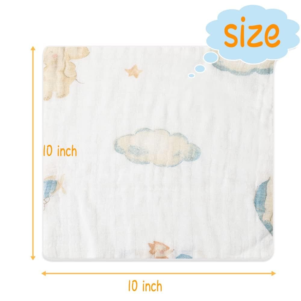 12pcs 10"X10" Muslin Baby Washcloths 100% Cotton Face Towels 6 Pack Wash Cloths For Baby 10x10in Soft And Absorbent Baby Wipes