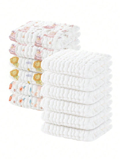 12pcs 10"X10" Muslin Baby Washcloths 100% Cotton Face Towels 6 Pack Wash Cloths For Baby 10x10in Soft And Absorbent Baby Wipes