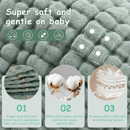 12PCS 20" X10" Muslin Burp Cloths Large Hand Washcloths For Boys & Girls, Baby Essentials Extra Absorbent And Soft Burping Rags For Newborn Registry