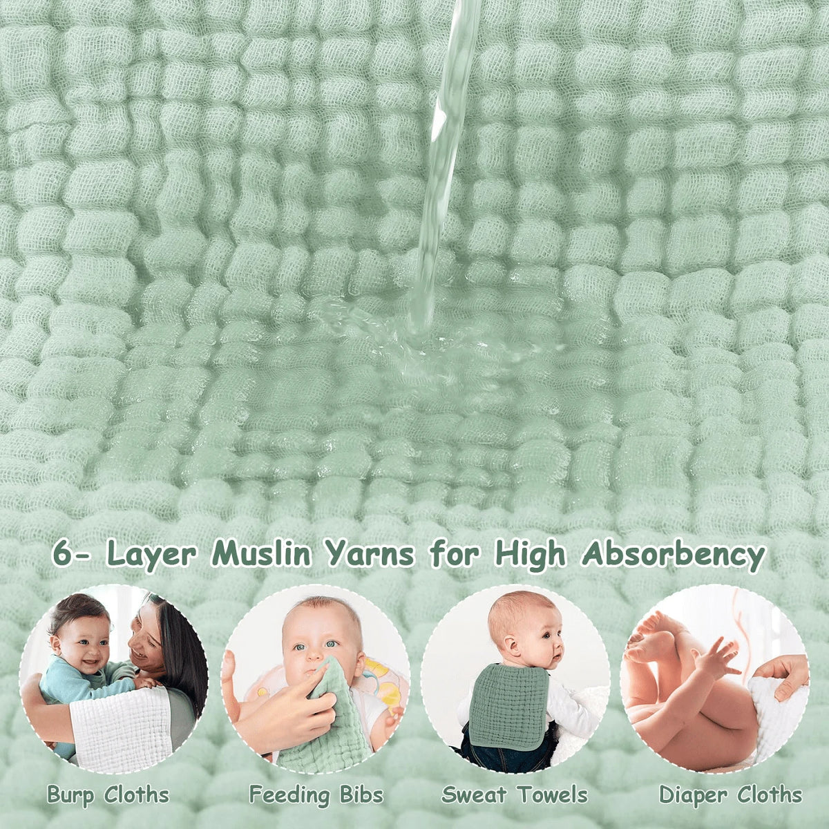 12PCS 20" X10" Muslin Burp Cloths Large Hand Washcloths For Boys & Girls, Baby Essentials Extra Absorbent And Soft Burping Rags For Newborn Registry