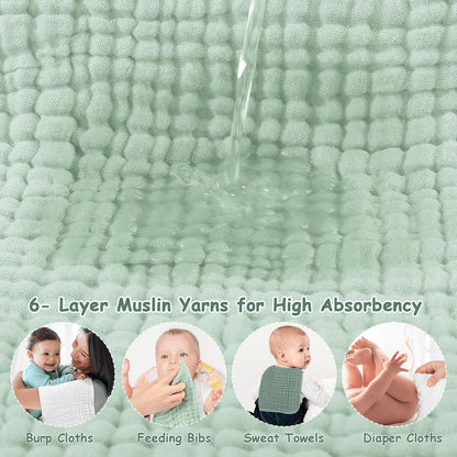 12PCS 20" X10" Muslin Burp Cloths Large Hand Washcloths For Boys & Girls, Baby Essentials Extra Absorbent And Soft Burping Rags For Newborn Registry